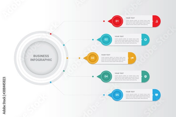 Fototapeta Vector Business infographics template, 5 options or steps