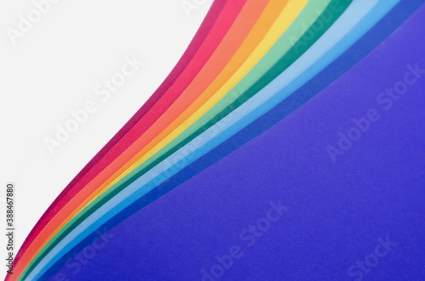 Fototapeta Abstract bright soft design background with rainbow wavy curved lines in dynamic style, Template banner design concept 