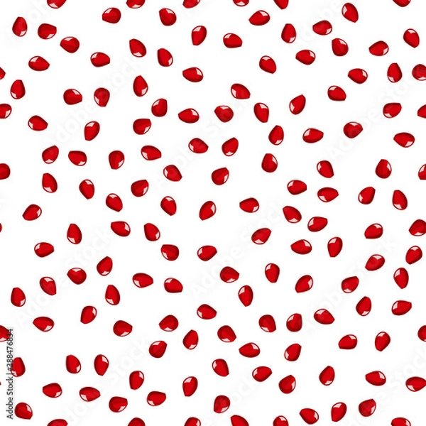 Fototapeta Small pomegranate seeds background. Bright fruit seamless pattern.
