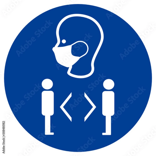 Obraz Maskenpflicht, Abstand halten Schild