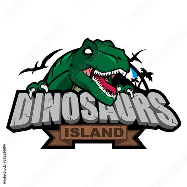 Fototapeta Vector logo, badge, symbol, icon template design with Tyranosaurus Rex Theme
