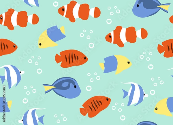 Fototapeta seamless pattern with fishes