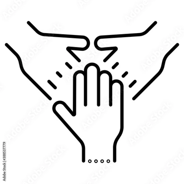 Fototapeta three hands support each other, concept of teamwork, icon vector