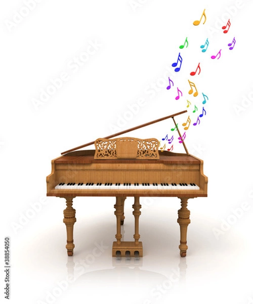 Obraz Piano with painted colorful notes