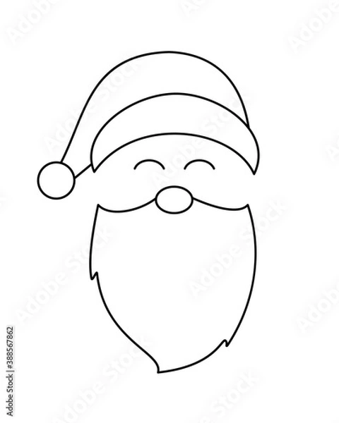 Fototapeta Vector drawing of  face Santa Claus drawn with lines, on a light background.