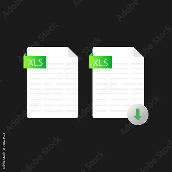 Fototapeta Icon download xls file document design isolated on white background