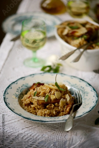 Obraz Wild mushroom risotto..style rustic