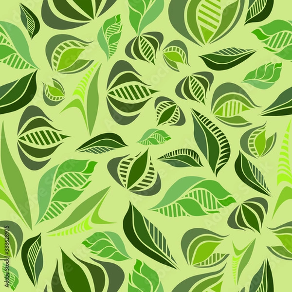 Fototapeta 
seamless pattern of the stylized image of leaves in gray-green tones