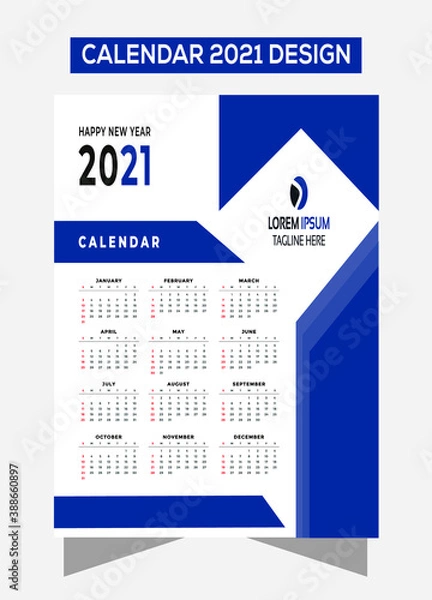 Fototapeta 2021 wall calendar design vector template