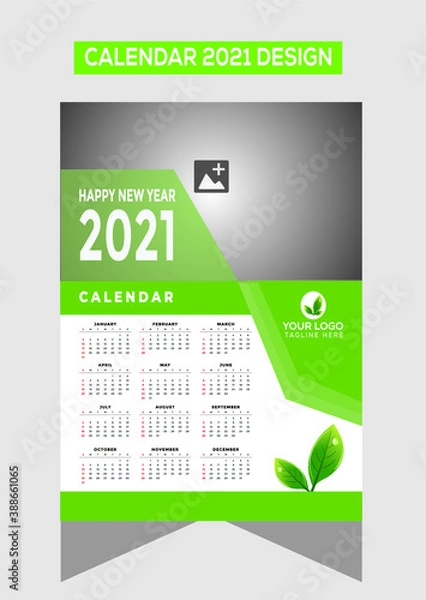 Fototapeta 2021 wall calendar design vector template