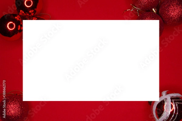 Fototapeta Empty new year's red template for new year's invitations or greeting cards