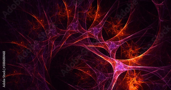 Fototapeta 3D rendering abstract red fractal light background
