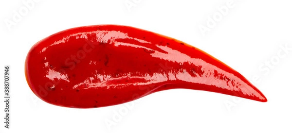 Obraz Drop of barbecue sauce or ketchup isolated on white background, top view, close up.