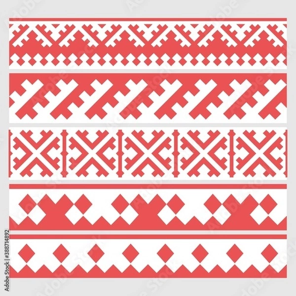 Fototapeta Patterns based on Khanty-Mansi Siberian folk ornaments set