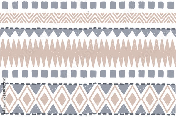 Obraz Ethnic vector seamless pattern. Tribal geometric background, boho motif, maya, aztec ornament illustration. rug textile print texture