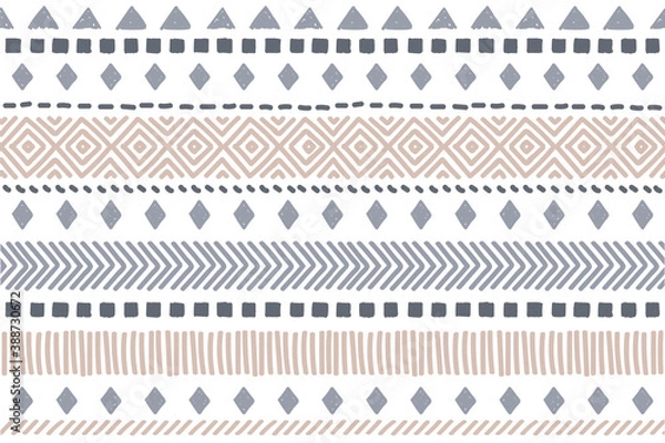 Obraz Ethnic vector seamless pattern. Tribal geometric background, boho motif, maya, aztec ornament illustration. rug textile print texture
