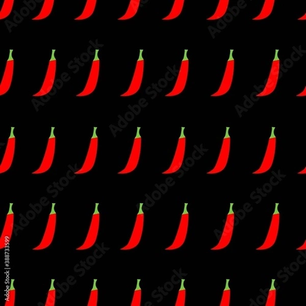 Obraz Cute chili red pepper hand drawn seamless pattern. Cool pepper background