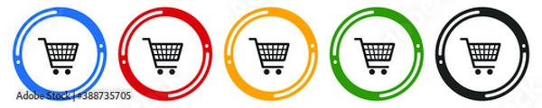 Fototapeta Basket icon set. flat design vector illustration in 5 colors options for webdesign