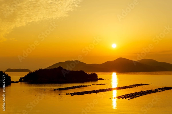 Obraz 山口県下松市笠戸島夕陽岬からの夕陽