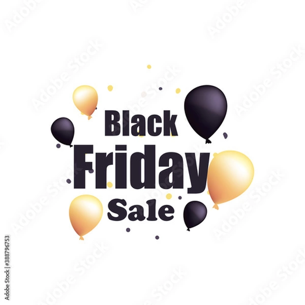 Fototapeta black friday sale with balloons flat style icon vector design