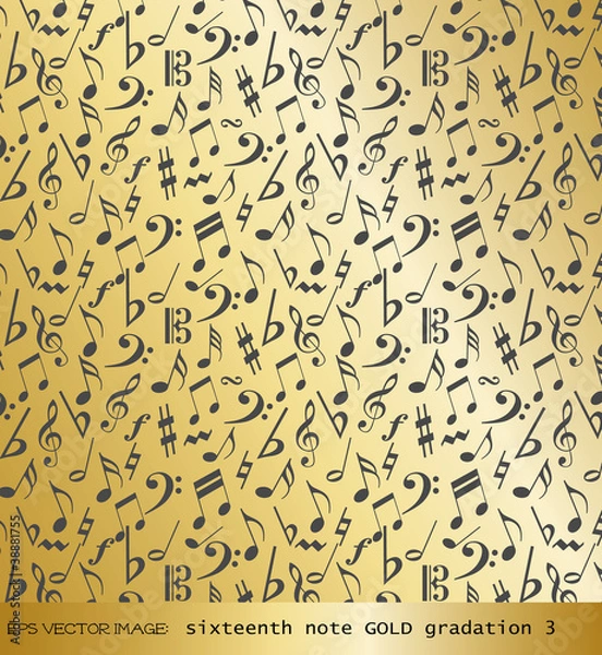 Obraz eps Vector image: sixteenth note　GOLD gradation 3