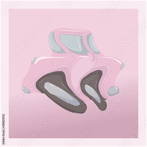 Obraz vector illustration pink typewriter stretched, flowing to the bottom