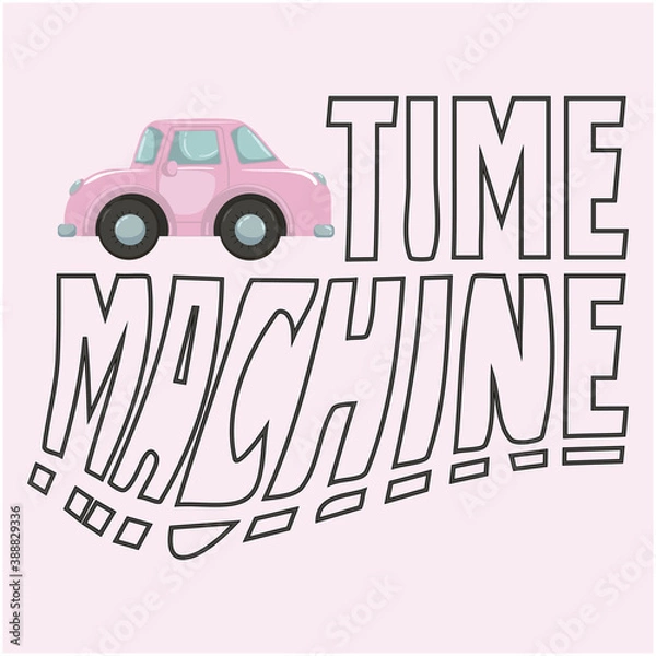 Obraz logo machine with font, lettering, vector illustration time machine
