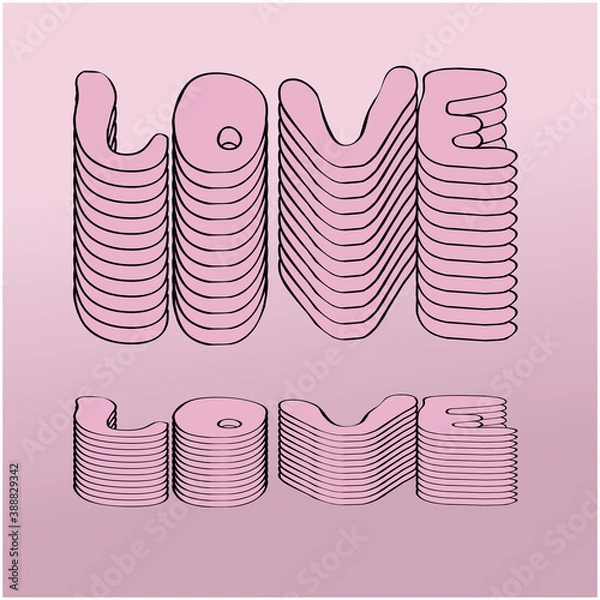 Obraz Печатьvector font illustration, love, pink,