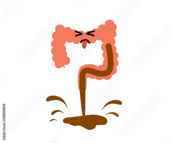 Fototapeta Intestines on a white background. Diarrhea. Vector illustration.