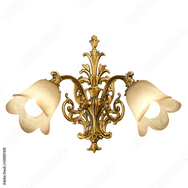 Obraz vintage wall lamp isolated on white