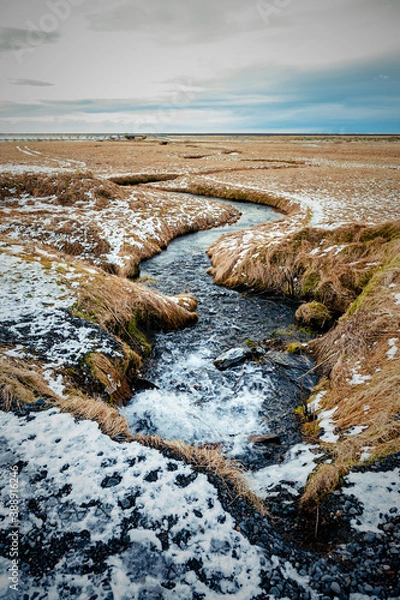 Obraz River scenery on Icelandic grassland