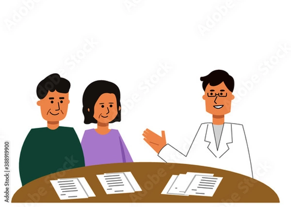 Fototapeta 説明する医者と納得する老夫婦