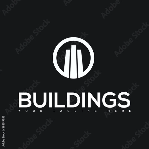 Obraz three buildings in a circle logo