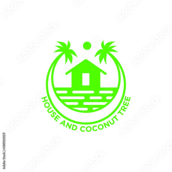 Obraz a house with coconut tree logo
