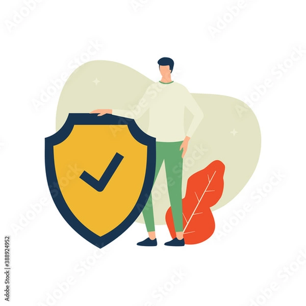 Obraz Man standing hold shield protection