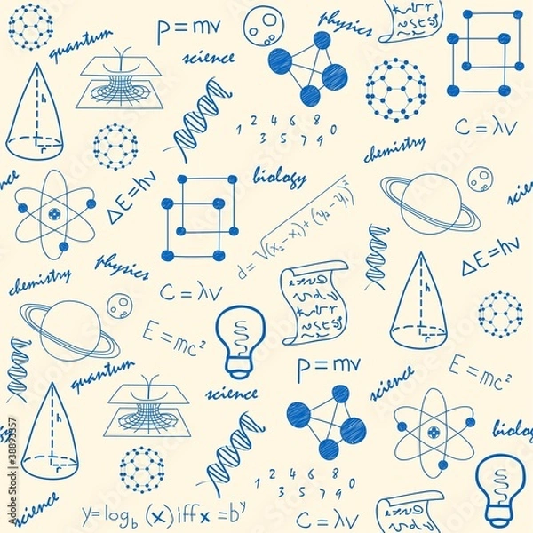 Obraz Hand Drawn Seamless Science Icons