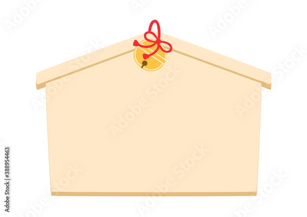 Obraz 鈴を付けた屋根付きの無地絵馬