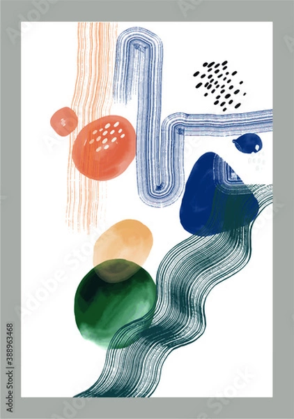 Obraz Vector Abstraction. Painting. Pictorial postcards. Paint, brushstrokes, lines, spots. Paintings for the interior.