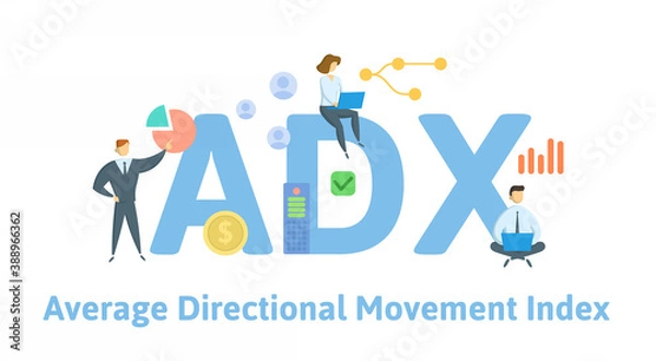 Fototapeta ADX, Average Directional movement Index. Concept with keywords, people and icons. Flat vector illustration. Isolated on white background.