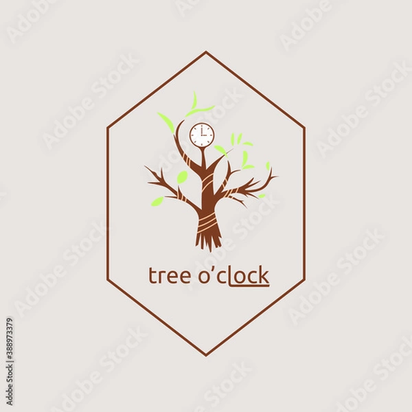 Fototapeta tree and a clock logo concept