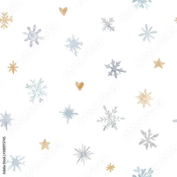 Obraz Seamless pattern. Watercolor snowflakes