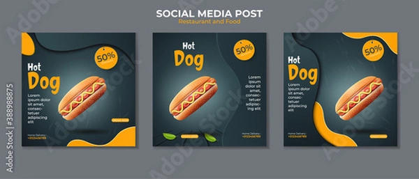 Obraz hotdog or fast Food social media post template.