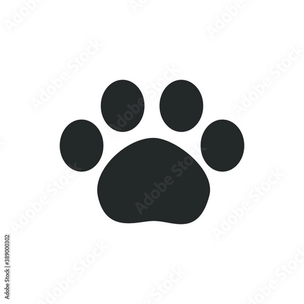 Fototapeta Animal paw print silhouette icon logo vector illustration design.