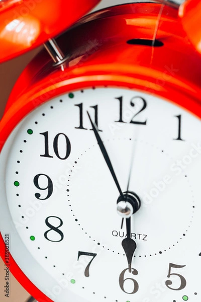 Fototapeta Alarm clock 6 a.m. - get up early for work - do not oversleep