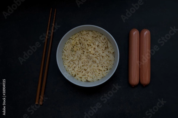 Fototapeta rice and chopsticks