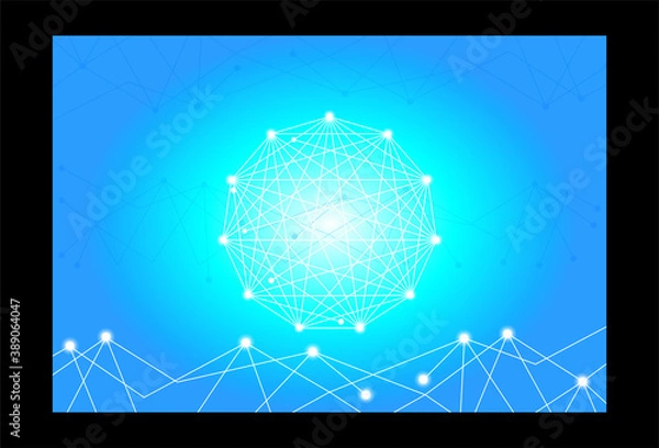 Fototapeta Abstract technological innovation with connected line and dots. futuristic - flyers - banners - backgrounds - web. headline server globe