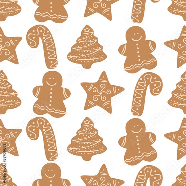 Obraz Seamless vector colorful pattern illustration of traditional ginger bread figures