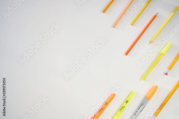 Fototapeta Graphic composition of warm color pencils