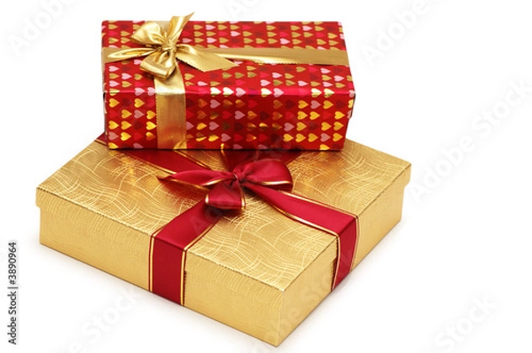 Fototapeta Two gift boxes isolated on white background