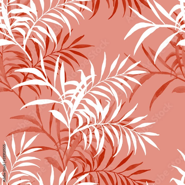 Fototapeta Seamless pattern of autumn tree branches.Image on white and colored background